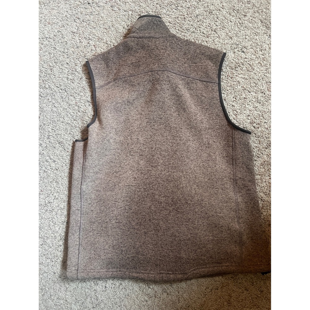Orvis Mens Sweater Fleece Vest Brown Full Zip Mock Neck Large Heathered Knit - Picture 3 of 5